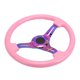 thumbnail image 4 of Volante, ABS Volante con 6 Agujeros Universal Rosa Volante Modificación Decorativa para la Mayoría de los Vehículos Carreras de Autos 350mm/14in, 4 of 5