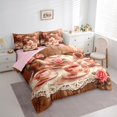 thumbnail image 3 of Manfei Vintage Teatime Party Bedding Comforter Set 7pcs for Girls Boys,Rustic Cottage Cabin Queen Bedding Sets Super Cozy,Floral Rose Fruit Queen Sheet Sets,Luxury Bedroom Decor,Reversible, 3 of 8