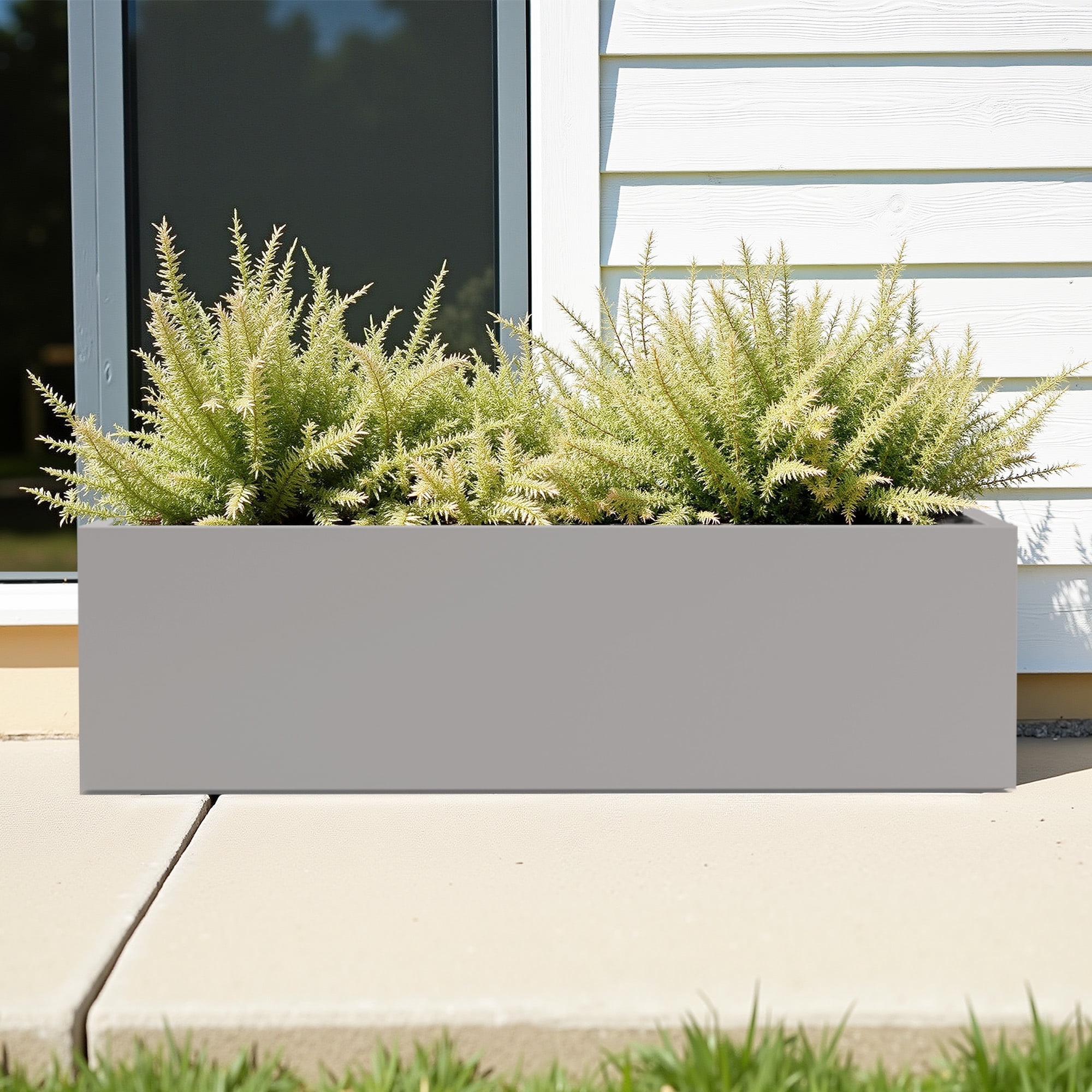 MAYEERTY 36x9in Iron Gray Rectangular Flower Pot for Patio