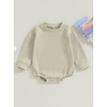 thumbnail image 2 of Bagilaanoe Newborn Baby Girl Oversized Romper Sweatshirt Long Sleeve Bodysuits Waffle Pullover 6M 12M 18M 24M Infant Casual Tee Tops, 2 of 8