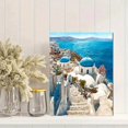 thumbnail image 2 of Santorini Blue Dome Church Watercolor Canvas Print Wall Art for Living Room Bedroom Kitchen Dining Room Hotel Lobby Office Decor, 2 of 8