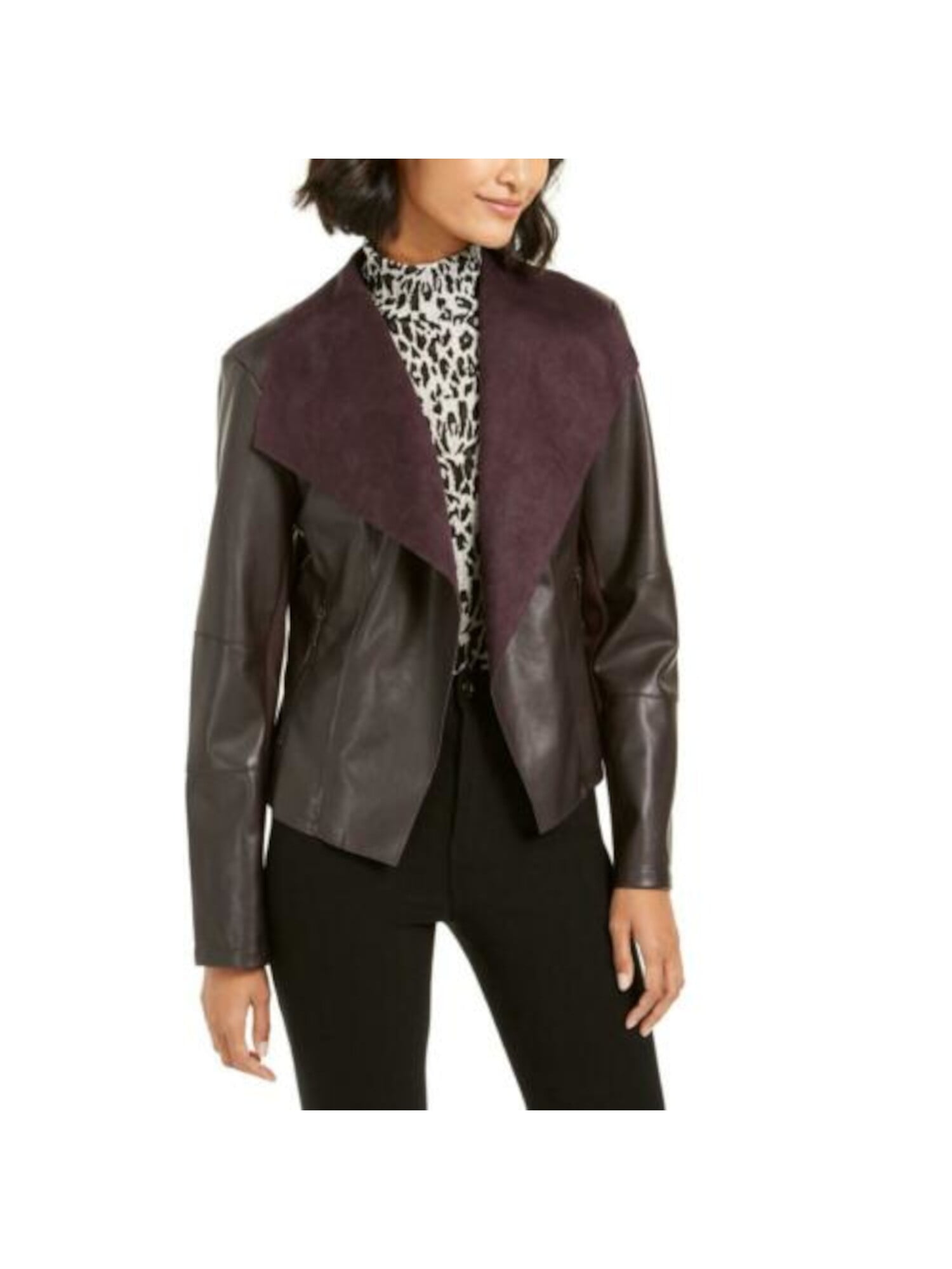 Alfani Women's Faux Leather Trim Zip-Front Boucle Jacket - Walmart.com