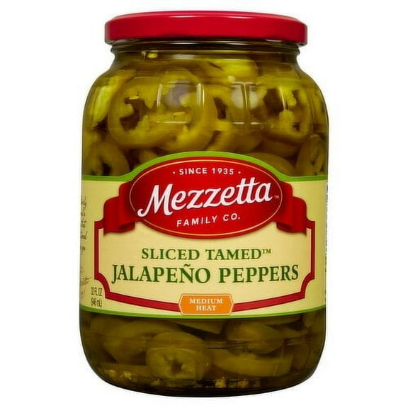 Mezzetta Sliced Tamed Medium Heat Jalapeño Peppers, 32 fl oz( pack of 1 )
