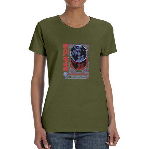 Eclipse Planet Techno Style T-Shirt Women -Image by Shutterstock, Female Large