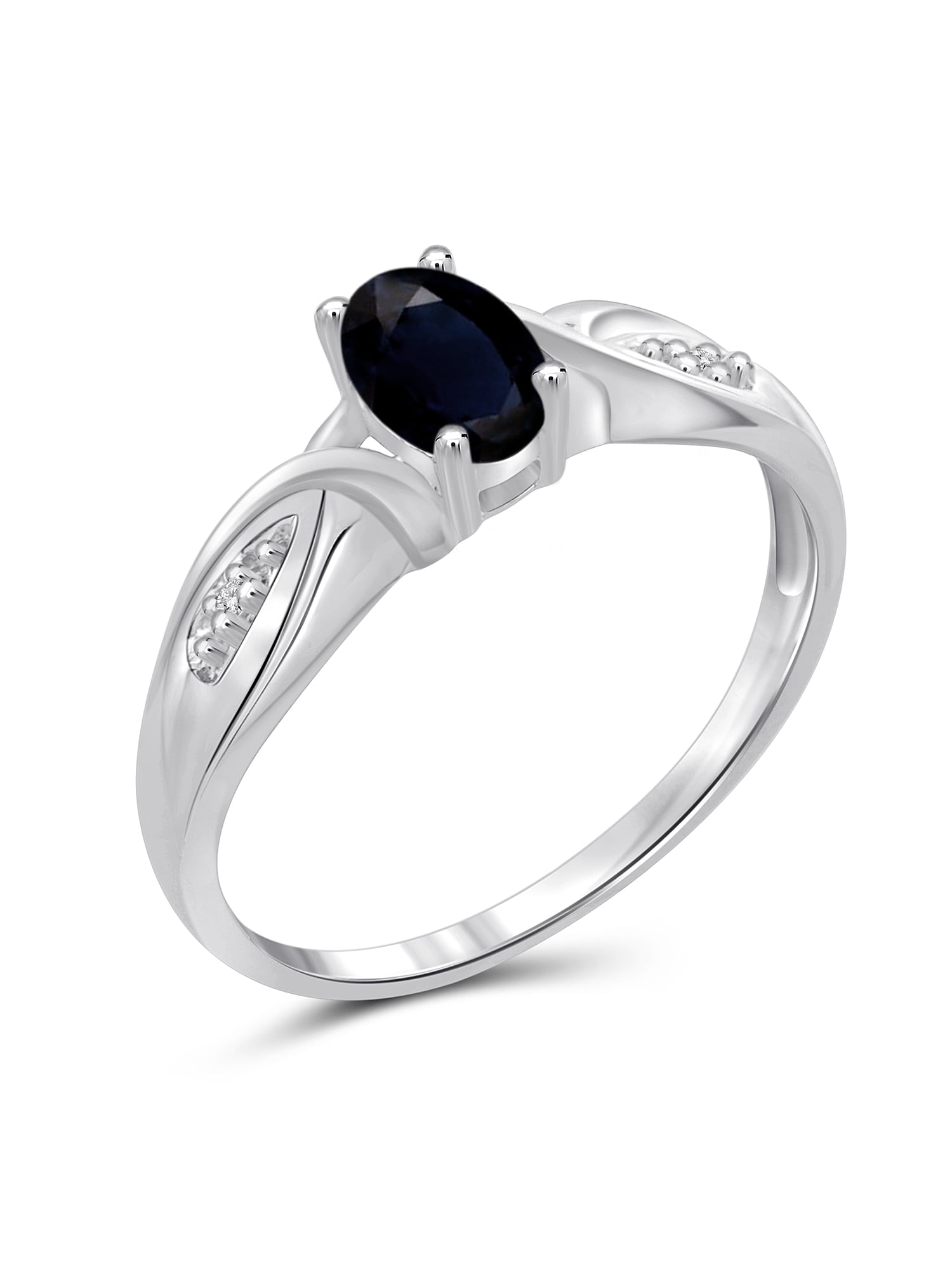 JewelersClub Sapphire Ring Birthstone Jewelry – 0.65 Carat Sapphire 0.925 Sterling Silver Ring Jewelry with White Diamond Accent – Gemstone Rings with Hypoallergenic 0.925 Sterling Silver Band
