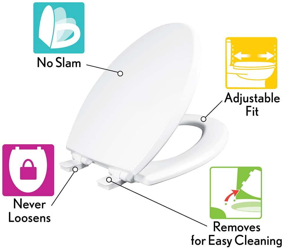 Mayfair Kendall Slow Close Elongated White Enameled Wood Toilet Seat