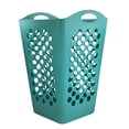thumbnail image 2 of Mainstays Square Flexible Plastic Laundry Hamper Basket, Teal Splash, Adult, 2 of 7