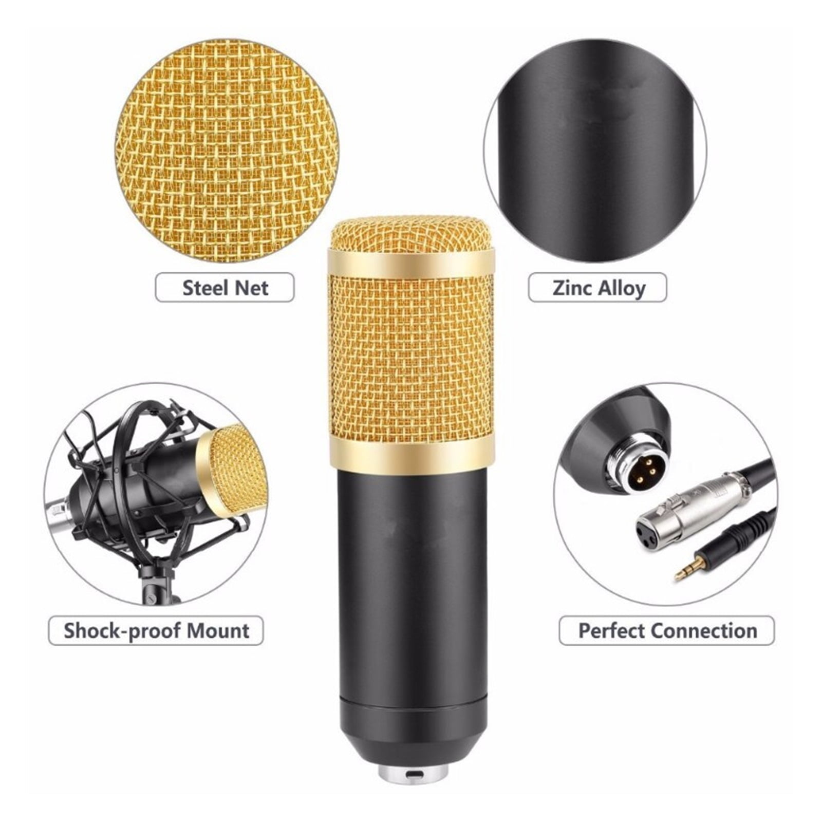 Professional Condenser Microphone Kit With V8 Sound Card Set For Live Streaming Mic Home Studio