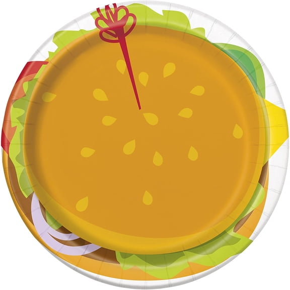 Classic BBQ 8 Ct 7" Dessert Cake Plates Paper Burger