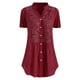 thumbnail image 1 of ICHUANYI Clearance Fashion Women Casual Plus Size Lace Short Sleeves V-Neck Shirt Blouse Tops(Wine, XL) ICHUANYI WER2023081008645, 1 of 3