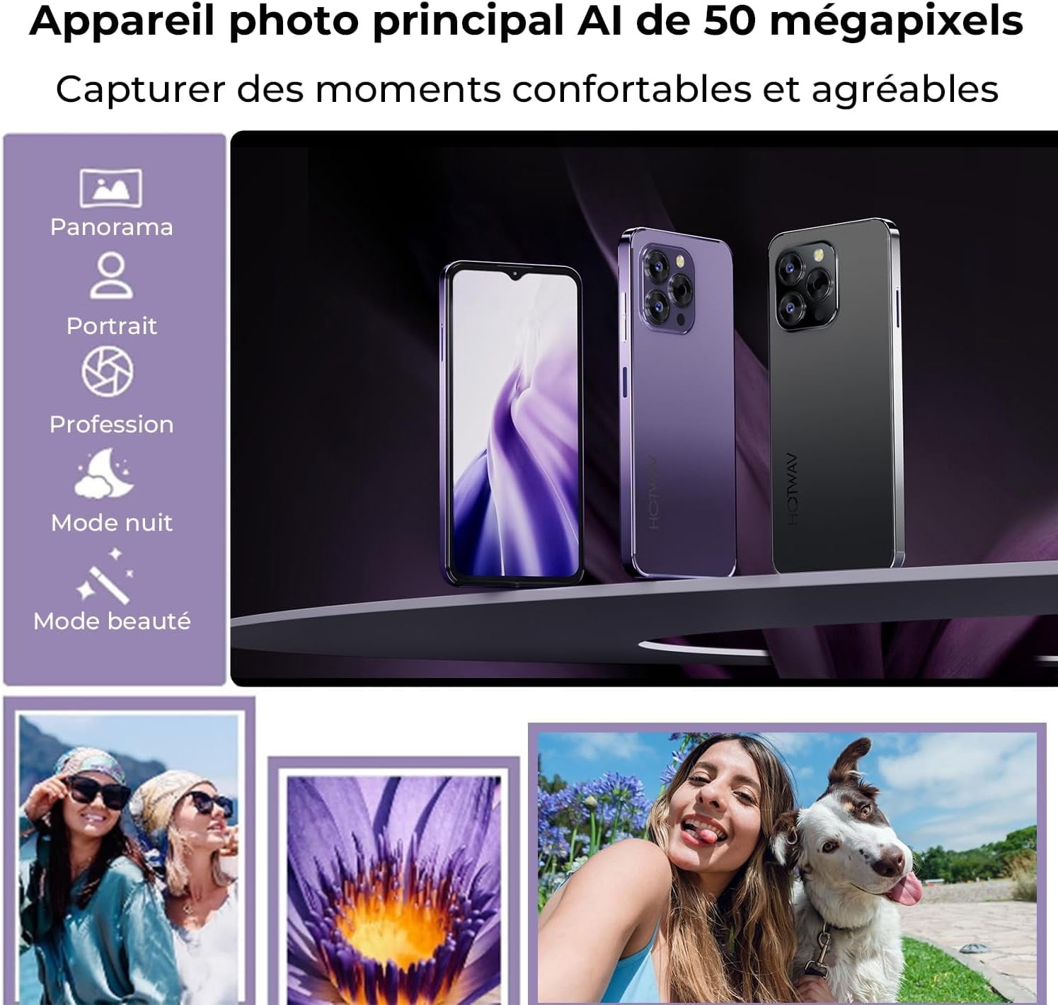 HOTWAV Note 13 Pro Smartphones 6.6'' HD 90Hz Android 13 16GB(8 8) 256GB Unlocked Mobile Phone 50MP 16MP 5160mAh Battery (Black)