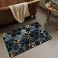thumbnail image 3 of Bath Mat Rug,Black and Blue Honeycomb MarbleNon Slip Quick Dry Super Absorbent Thin Bathroom Rugs Fit Under Door-Easy to clean Bathroom Floor Mats-Shower Rug for Shower Sink Bathtub(16" x 24"In), 3 of 6