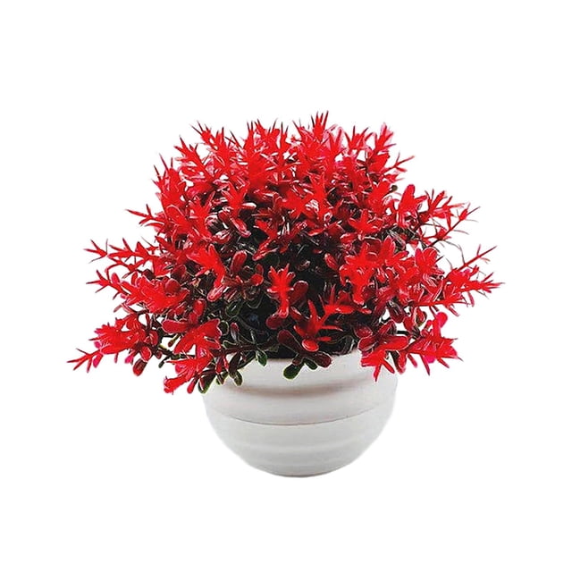 Planta falsa en maceta, decoración de bonsái Artificial, bonsái de imitación pequeño, plantas falsas para decoración del hogar, escritorio, estante de Rojo