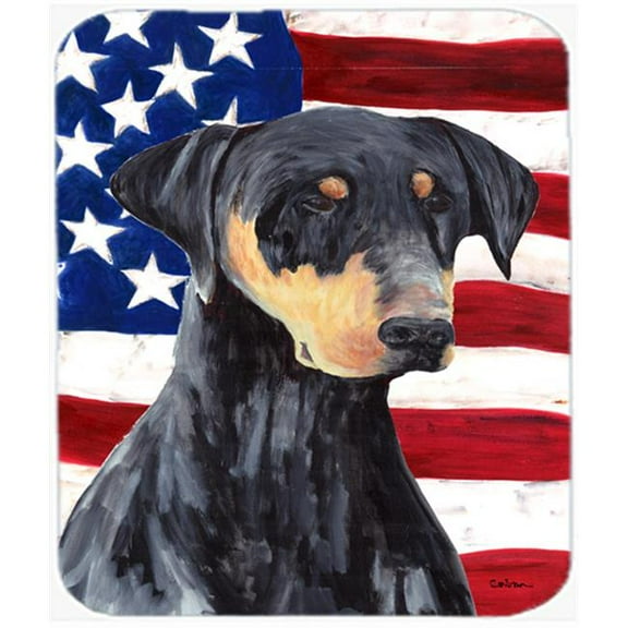 Carolines Treasures  Usa American Flag With Doberman Mouse Pad