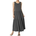 thumbnail image 1 of TheMoogan Robe Longue Midi d'Été Sans Manches à Encolure Dégagée en Jersey à Étages pour Femmes, 1 of 1