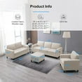 thumbnail image 5 of Puremind 3 Piece Living Room Furniture Sets,L Shaped Sectional Sofa Set With Storage Ottoman,Modern Linen Fabric Couch For Apartment,Beige, 5 of 6