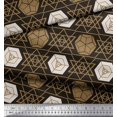 thumbnail image 2 of Soimoi Brown polyester Crepe Fabric Geometrical Star Geometric Print Sewing Fabric Yard 52 Inch Wide, 2 of 5