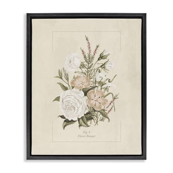 Stupell Industries French Country Neutral & Soft Bouquet Study Black Floating Frame Canvas Art, 17 x 21, by Dan Meneely