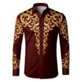thumbnail image 4 of GJSYRH Mens Hipster Printed Slim Fit Long Sleeve Button Up Party Dress Shirts Wine M, 4 of 4