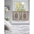 thumbnail image 4 of Half Window Curtains 24 Inches Long, Boho Chic Ethnic Window Treatment Curtain Drapes, Orange Blue Vintage Tribes Short Curtains Tiers for Kitchen Over Sink, 27.5"x24", 2 Panels, 4 of 7