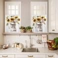 thumbnail image 3 of 3 Piece Kitchen Curtains and Valances Set Sunflower Cafe Curtains 24 Inch Length Botanical Garden Florals Cottagecore Plant Valance & Tier Curtain for Living Room Bedroom Window 54"x18"+27"x24"*2, 3 of 6