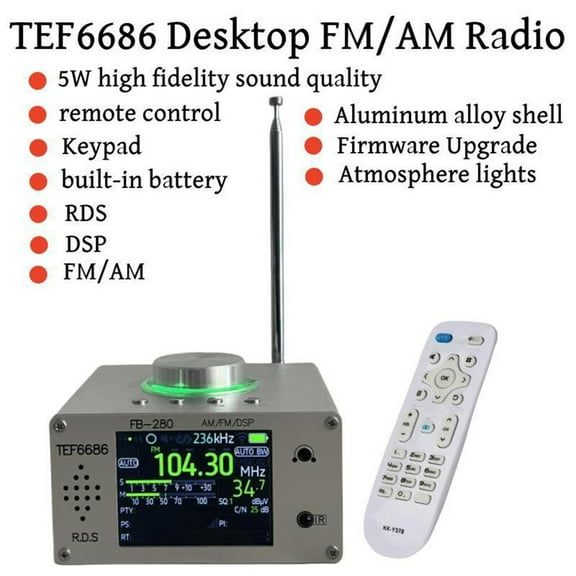 TEF6686 Digital Full Band FM/AM/RDS/DSP Radio TEF6686 Digital Radio Global Frequency Band External Pull-Rod Antenna Radio