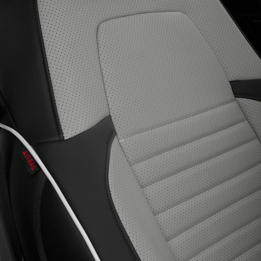 EKR Custom Fit CRV Seat Covers for Honda CRV 2023 2024 Breathable Leather Auto Seat Covers Full Set Black Gray
