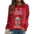 thumbnail image 3 of Chandail en Molleton de Noël pour Femmes, Cardigan à Manches Longues, Col Rond, Pull Chaud, Veste Mi-Longue Imprimée, Mode, Pull de Vacances, Xmas Outwear, 3 of 6