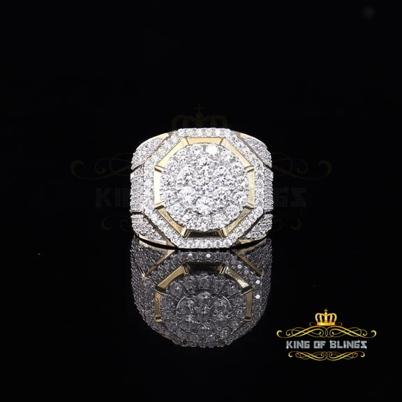 King Of Bling's 925 Silver Yellow 8.40ct Cubic Zirconia Wide Men Adjustable Ring From SZ 9 to 11