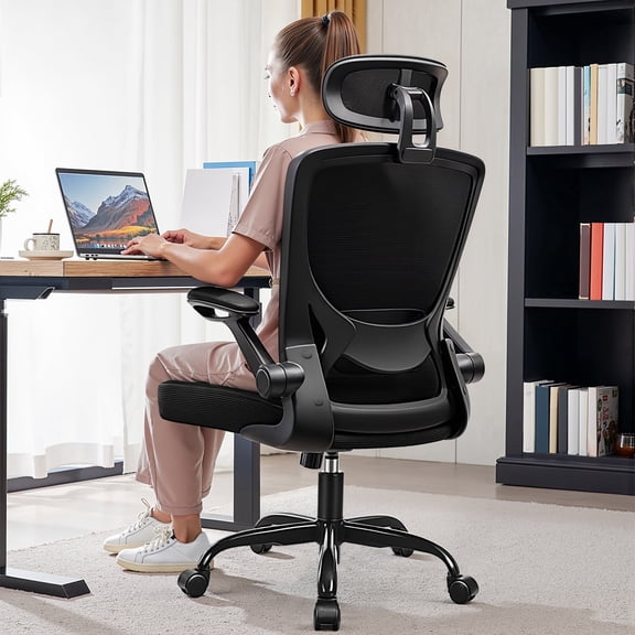 COOLHUT Office Chair Ergonomic Desk Chair, High Back Office Chair with Headrest, Big and Tall Comfy Home Office Desk Chair Lumbar Support Breathable Mesh Office Chair, Black