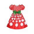 thumbnail image 1 of Robe Fille Rétro Vintage Années 50 Rouge à Pois Nœud Noël Rouge Vert 7 Ans, 1 of 6