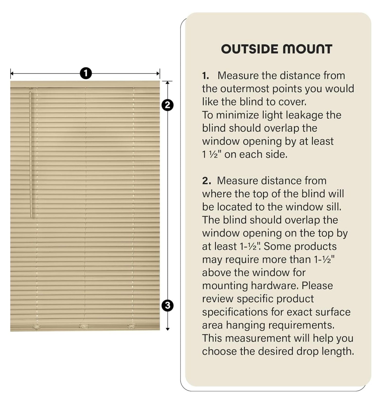 Cordless Room Darkening Mini Blind - 43 Inch Width, 64 Inch Length, 1" Slat Size - Alabaster - Cordless GII Deluxe Sundown Horizontal Windows Blinds for Interior by Achim Home Decor 43"W x 64"H