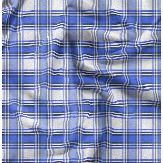 Soimoi Poly Georgette Fabric Gingham Check Print Sewing Fabric Yard 52 Inch Wide