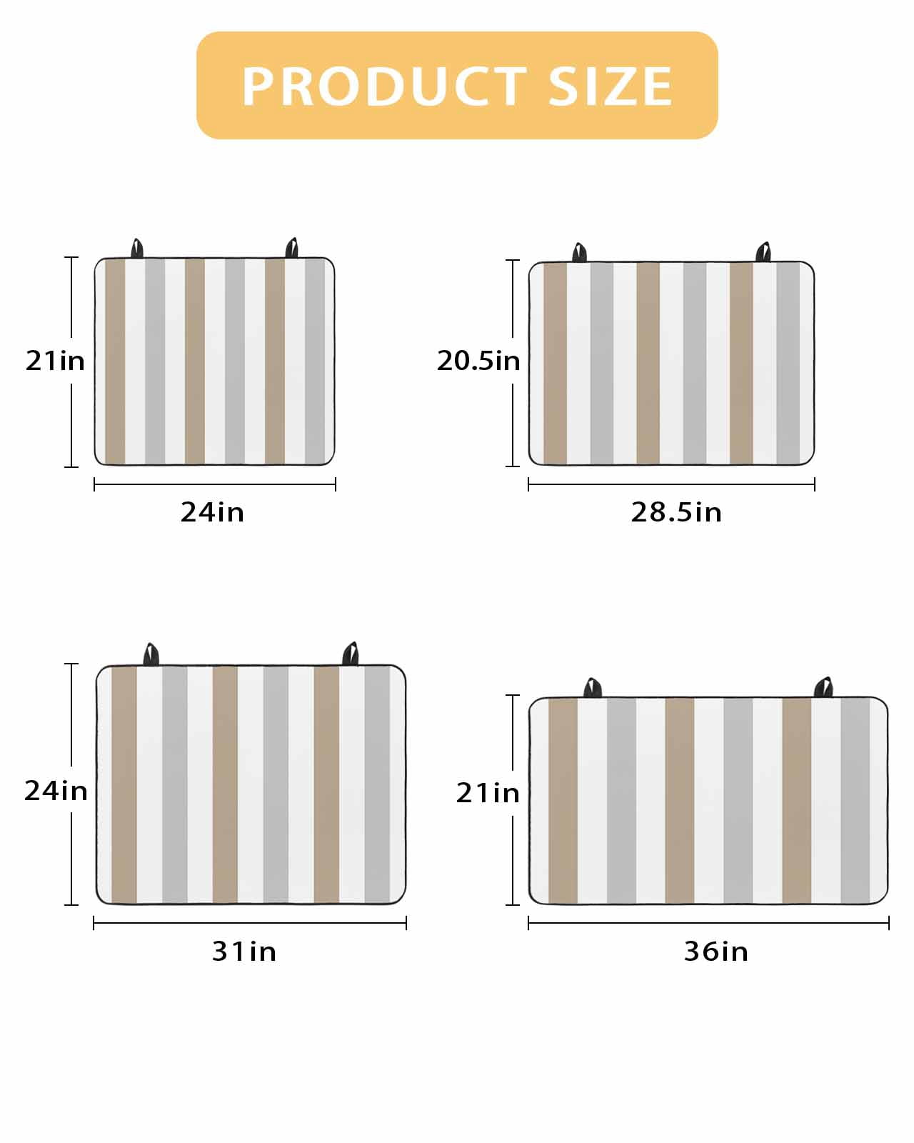 nqOlkjepod Large Induction Cooktop Protector Mat 24"x21", Brown Grey Striped Stove Top Covers for Electric Stove, Geometric Vertical Stripes White Stove Burner Cover Mats, Glass Top Stove Cover