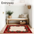 thumbnail image 3 of ODIKA 5'x7' Machine Washable Non-Slip Area Rug, Elegant Christmas Wreath Design Featuring Berries and Ribbon Accents High Traffic Rug with Pad, Red, 636091, 3 of 8