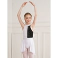 thumbnail image 2 of TSSOE Girls Sequins Ballet Dance Lyrical High Low Chiffon Dress Kids Leotard with Irregular Skirt Costume White&Black 14, 2 of 7