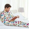 thumbnail image 6 of Honeii Summer Pattern Mens Pajamas Set,2pcs Men's Lounge Long Sleeve Sleep Shirt and Pajama Bottoms Sleepwear Set,Mens Pjs Sets-XX-Large, 6 of 7