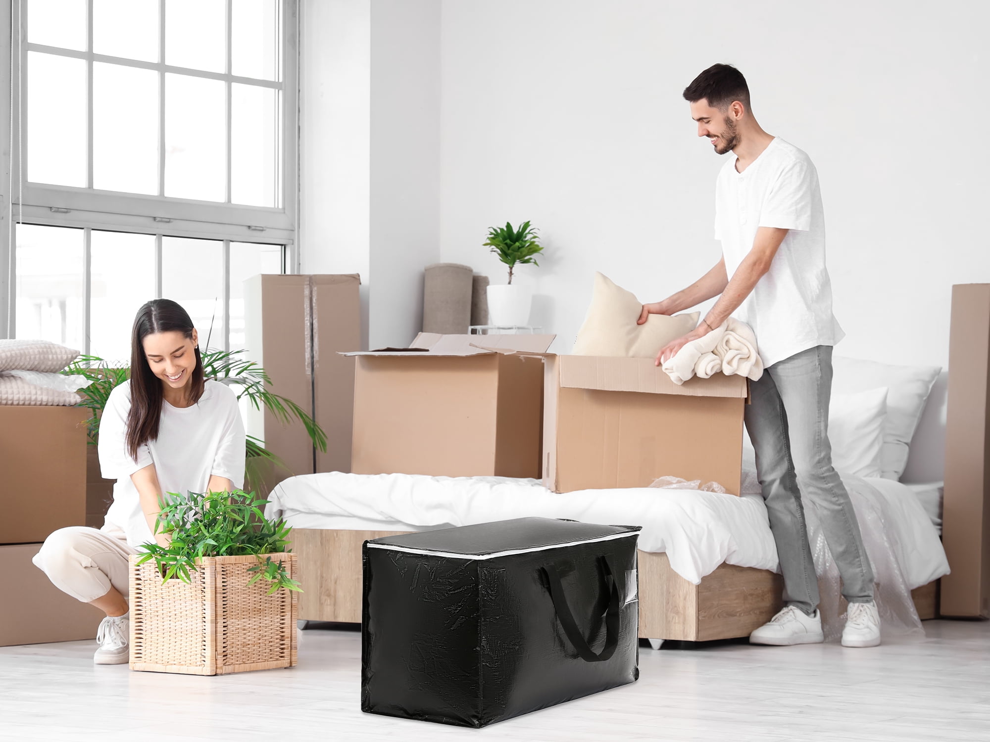 Unique Bargains 1 Pack Clothes Storage Bags Moving Bags Black 27*14*15in