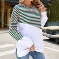 thumbnail image 2 of Holzkary Women's Striped Color Block Tunic Tops Side Slits Spring Long Sleeve T-Shirts Sweatshirt Crewneck Loose Trendy Sweatshirt with Spliced Sleeves and Contrasting Color Stripes Pink Xl, 2 of 7