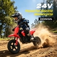 thumbnail image 6 of Track Seven 24V Electric Dirt Bike for Kids, Official Licensed Honda Electric Motorcycle, Up to10 Mph, Twist-Grip Throttle, 12" Pneumatic Tires, Bluetooth, Music, Motorcycle for Kids 6+, Red, 6 of 9