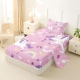 thumbnail image 2 of Metsweet Floral Unicorn Twin Sheets 3pcs, Rainbow Daisy Heart Bedding, Pink Purple White,1 Fitted Sheet, 1 Flat Sheet and 1 Pillowcase, 2 of 5