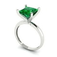 thumbnail image 2 of Clara Pucci 14K White Gold Solid Gold Emerald Solitaire Anniversary Ring for Women - 3 cttw Princess Cut, 2 of 8