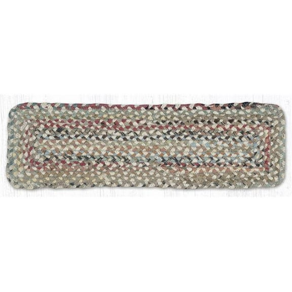 Earth Rug 39-999 27 x 8.25 in. C-999 Random Braided Rectangle Stair Tread Mat, Burgundy & Mustard