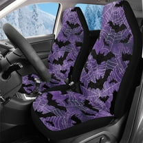 Uorisanigo Car Seat Covers Front Seats only, Fluffy Purple Cobweb Bat Automotive Seat Covers 2 Pack, All Weather Car Seats Cover Comfort & Protection for Cars SUV Pick-up Truck Sedan