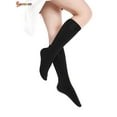 thumbnail image 3 of Spencer 2 Pairs Women's Opaque Plush Fleece Lined Knee High Socks Winter Warm Crew Boots Trouser Socks "Black&Apricot", 3 of 8