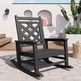 thumbnail image 1 of Bingirl Outdoor Rocking Chair - HDPE Plastic Patio Rocker Chair for Porch, Deck, Lawn, Garden - Black (Grid back panel), 1 of 7
