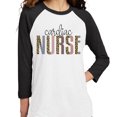thumbnail image 2 of Cardiac Nurse Leopard Print Three-Quarter Raglan Sleeve Baseball Shirt Unisex Small White/Black, 2 of 5