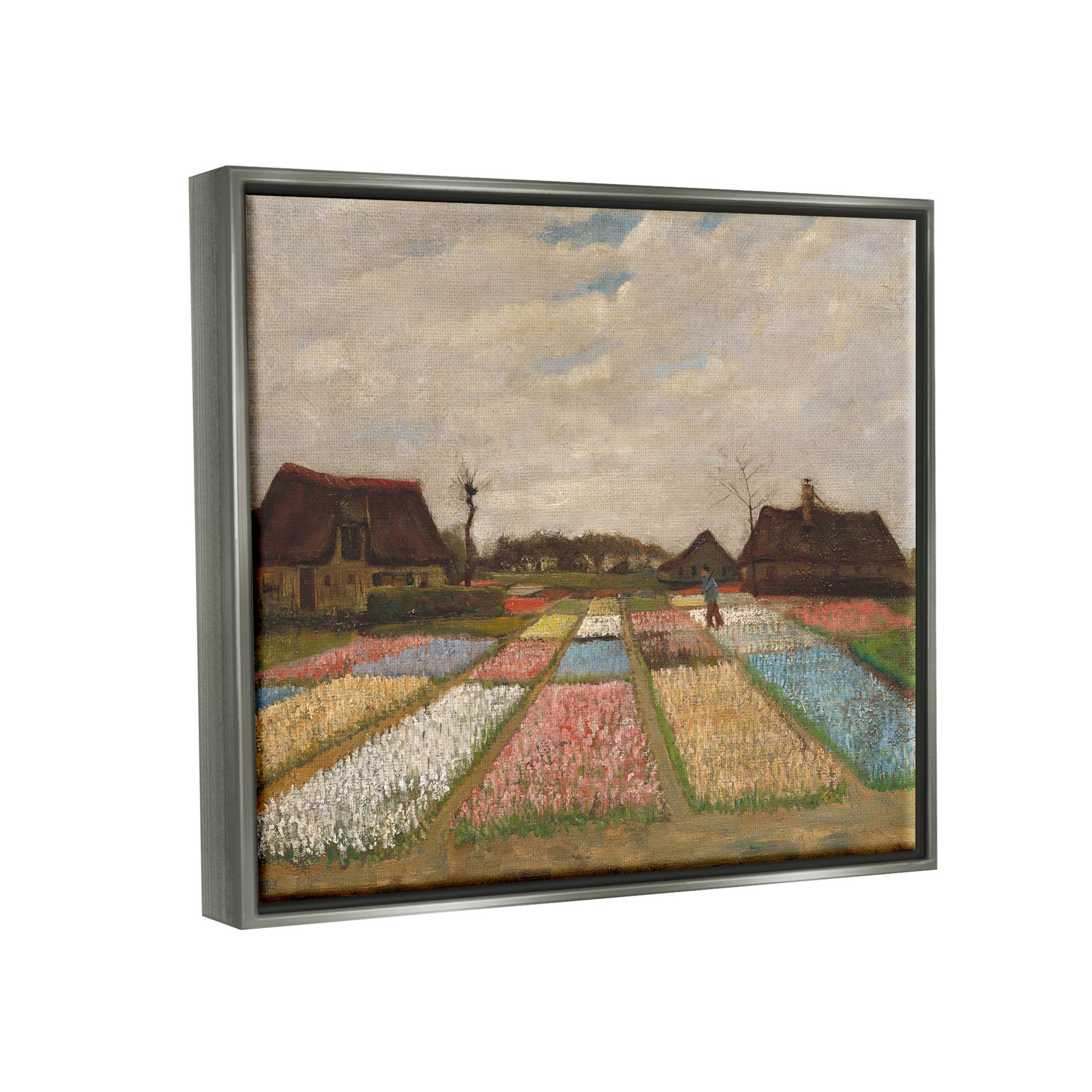 Flower Beds In Holland Van Gogh Landscape Landscape Painting Luster Gray Framed Art Print Wall Art
