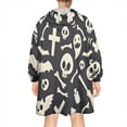 thumbnail image 2 of Wearable Oversized Blanket,Dark Halloween Ghosts Skulls and Bats Wearable Blanket Hoodie for Adults,Cozy Hooded Blankets with Super Pockets,Super Warm Fuzzy Pullover for Women & Men, 2 of 6