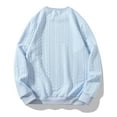 thumbnail image 5 of GuangCheng Mens Sweaters,Cable Knit,Crew Neck,Textured,Warm Casual Tops,Soft Baggy Fit Tops,Light Blue,Size S, 5 of 9